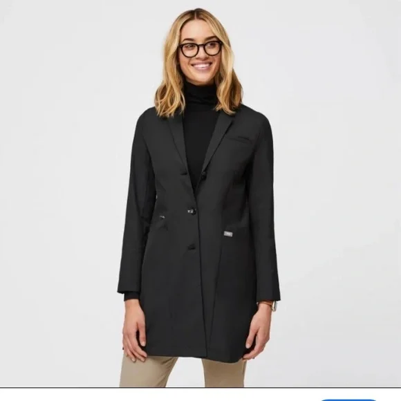 Figs Jackets Coats Figs Bellevue Long Lab Coat In Black